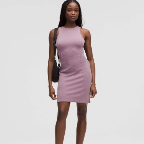 NWT Lululemon Ribbed Softstreme Slim-Fit Dress Size 14 in Lavender Lux - Picture 1 of 6